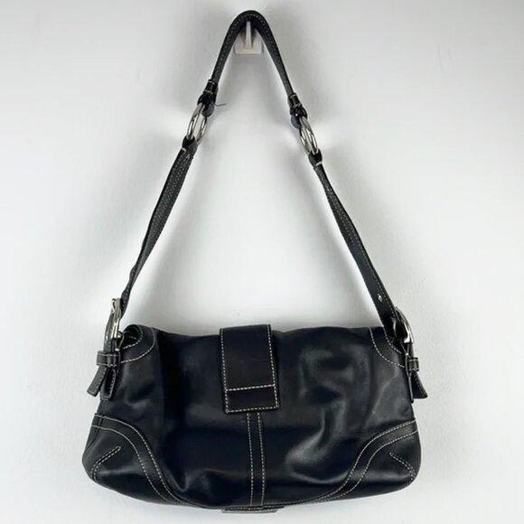 Coach Y2K Soho Buttery Soft Double Pocket Buckle Hobo Shoulder Bag Black 3653 - Picture 5 of 15
